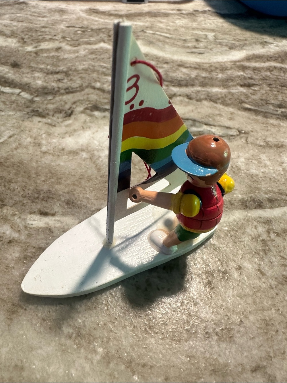 1980s Wood Painted Vintage Sail Surfer ornament